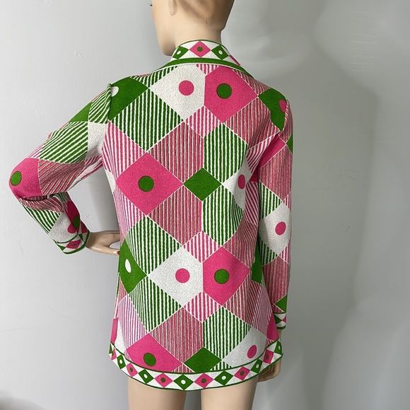 Vintage 1970s Abstract Polyester Button Front Top - Picture 13 of 16